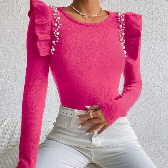Pink Preppy Womens Sweater Top - Picture 4 of 5